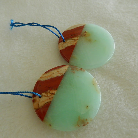 Wholesale Chrysophrase and Multi-Color Picasso Jasper Glued Earrings Pair 30x5mm,13.5g - MyGemGarden