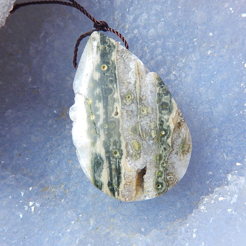 Ocean Jasper Natural Pendant , 39x24x10mm, 15.58g - MyGemGarden