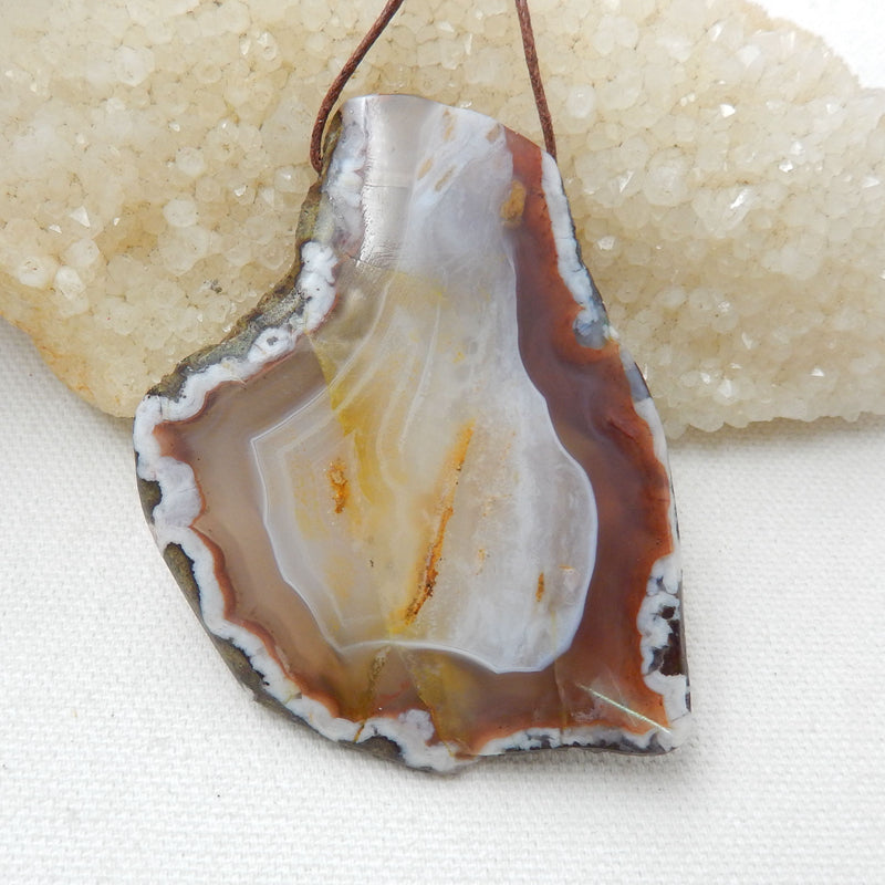 Nugget Agate Gemstone Pendant Stone, 69x53x8mm, 43g - MyGemGarden