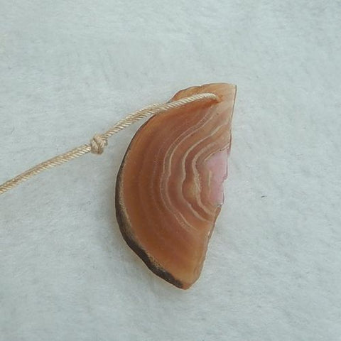 New, Argentina Rhodochrosite Gemstone Pendant Bead 28x13x2mm 1.8g - MyGemGarden