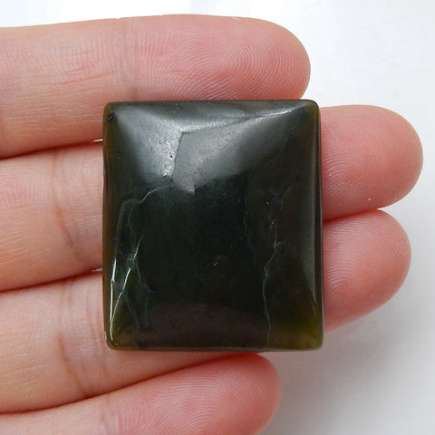 Natural Canada jade Rectangle Gemstone Cabochon, 29x26x6mm, 9.8g - MyGemGarden