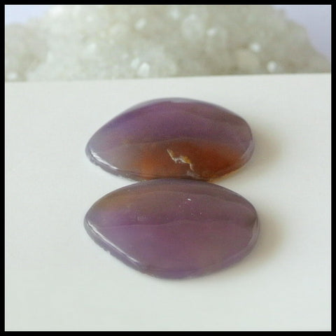 Natural Amethyst Gemstone Cabochon Pair 17x13x3mm,2.3g - MyGemGarden