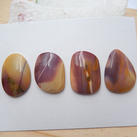 4 Pcs Mookaite Jasper Gemstone Cabochon, 30x20x5mm, 27x20x6mm, 19.8g - MyGemGarden