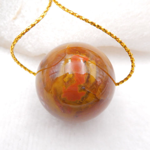 1 pierre pendentif en agate rouge sphérique, 24 mm, 19,0 g