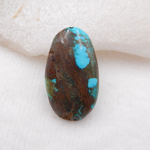 Cabochon en pierres précieuses turquoise à dos plat, 28 x 12 x 8 mm, 6,9 g