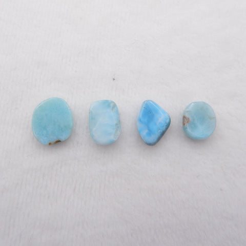 4 PCS Natural Larimar Cabochons 16x14x5mm, 14x11x6mm, 7.1g