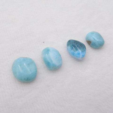 4 PCS Natural Larimar Cabochons 16x14x5mm, 14x11x6mm, 7.1g