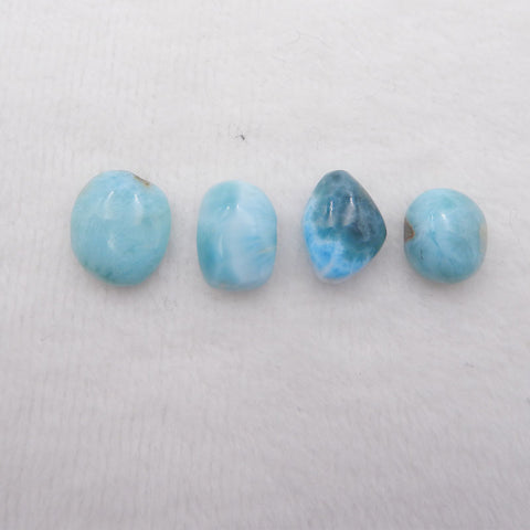 4 PCS Natural Larimar Cabochons 16x14x5mm, 14x11x6mm, 7.1g