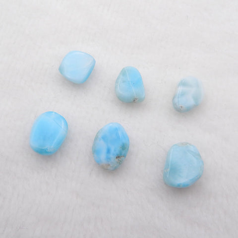 6 PCS Natural Larimar Cabochons 8x8x3mm, 11x8x5mm, 3.8g