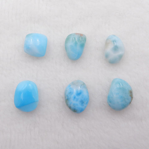 6 PCS Natural Larimar Cabochons 8x8x3mm, 11x8x5mm, 3.8g