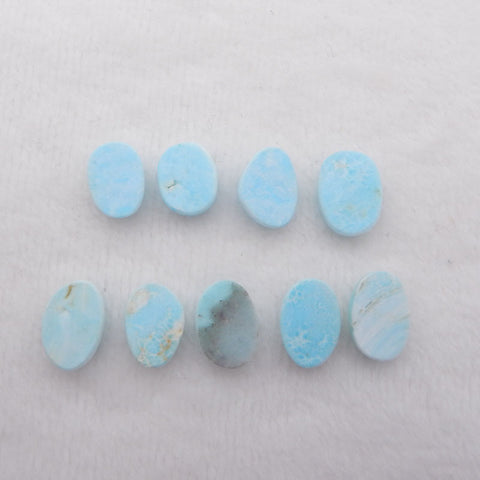 9 件天然椭圆形 Larimar 凸圆形面，13X9X4mm，14X10X4mm，8.1g