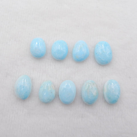 9 件天然椭圆形 Larimar 凸圆形面，13X9X4mm，14X10X4mm，8.1g