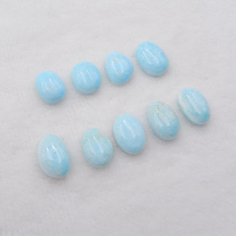 9 件天然椭圆形 Larimar 凸圆形面，13X9X4mm，14X10X4mm，8.1g