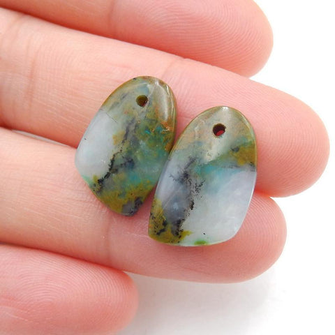 Blue Opal Earrings Stone Pair, stone for earrings making, 17x11x3mm, 2g