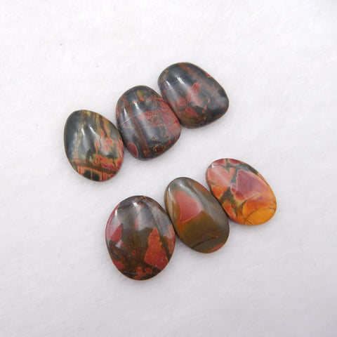 5 件红溪碧玉凸圆形，21X17X4mm，21X14X4mm，12.3g