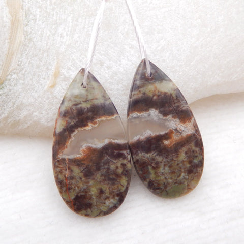 Natural Mushroom Jasper Earring Beads 28X15X4mm, 5.4g