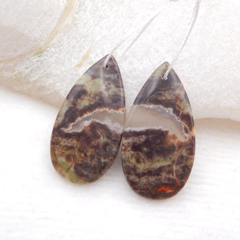 Natural Mushroom Jasper Earring Beads 28X15X4mm, 5.4g