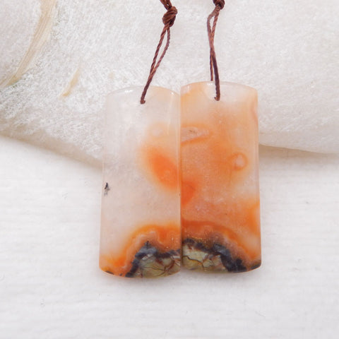 Natural Mushroom Jasper Earring Beads 32X13X4mm, 7.5g