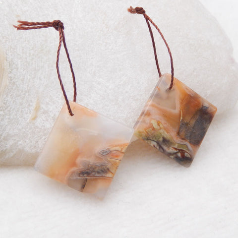 Natural Mushroom Jasper Earring Beads 18x18x4mm, 5.6g