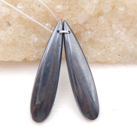 Boucles d'oreilles Hématite Stone Pair, pierre pour la fabrication de boucles d'oreilles, 40x9x5mm, 10g