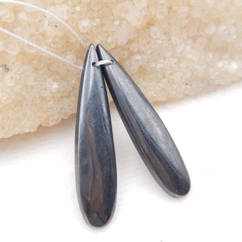 Boucles d'oreilles Hématite Stone Pair, pierre pour la fabrication de boucles d'oreilles, 40x9x5mm, 10g