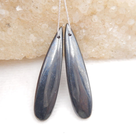 Boucles d'oreilles Hématite Stone Pair, pierre pour la fabrication de boucles d'oreilles, 40x9x5mm, 10g