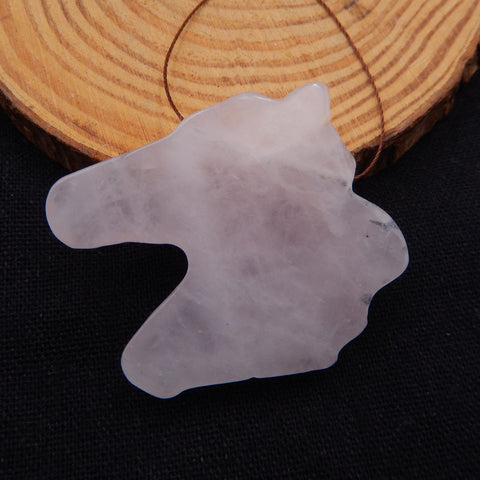 Natural Rose Quartz Carved horse head Pendant Bead 40x42x9mm, 24.3g