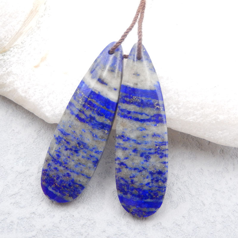 Boucles d'oreilles en pierres précieuses de lapis-lazuli naturel, 39 x 12 x 4 mm, 7,4 g