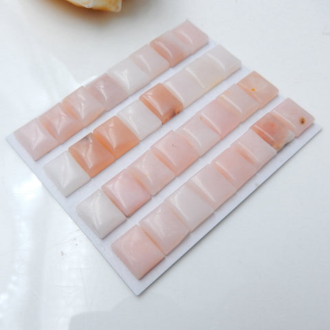 32 PCS Pink Opal Rectangle Gemstone Cabochons, 10x8x4mm, 16.5g - MyGemGarden