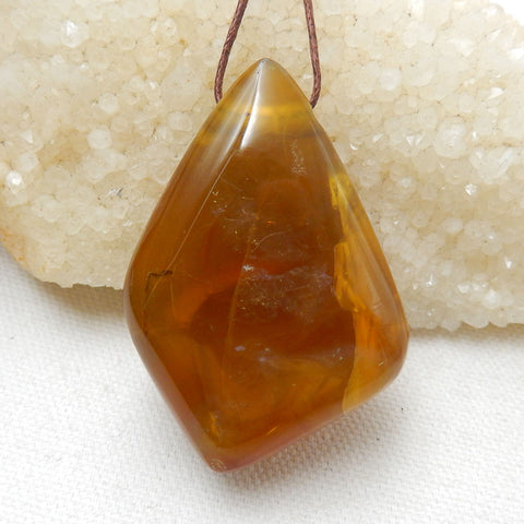 Natural Yellow Opal Gemstone Pendant, Natural Stone Jewelry, 56x39x20mm, 46.9g - MyGemGarden