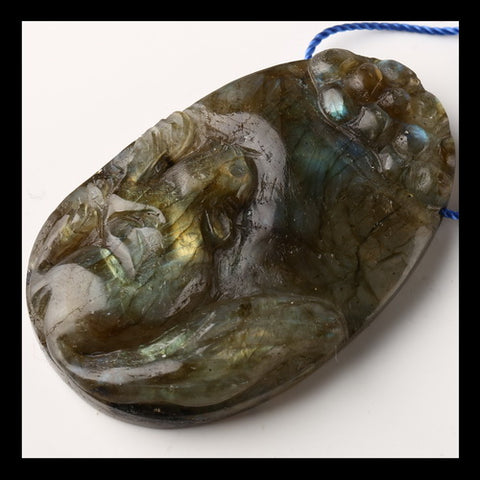 Labradorite Gemstone Squirrel Carved Ornament, 34x53x11mm, 32g - MyGemGarden