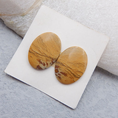 Natural Picture Jasper Cabochons Paired 20x15x3mm, 3.1g