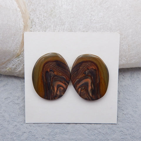 Natural Biggs Jasper Cabochons Paired 20x15x3mm, 3.2g