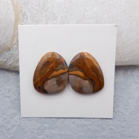 Natural Biggs Jasper Cabochons Paired 17X14X3mm, 3.3g