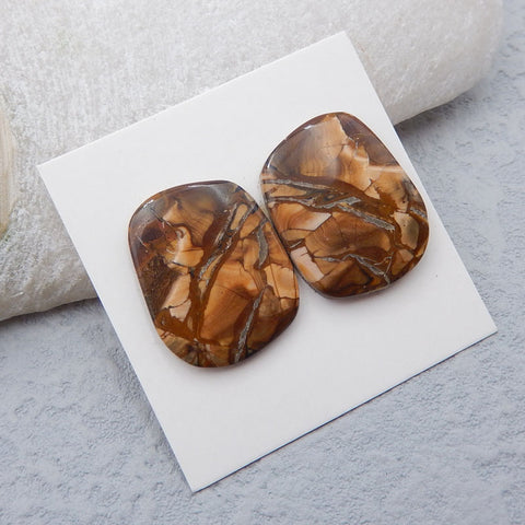 Natural Biggs Jasper Cabochons Paired 20x17x3mm, 4.3g