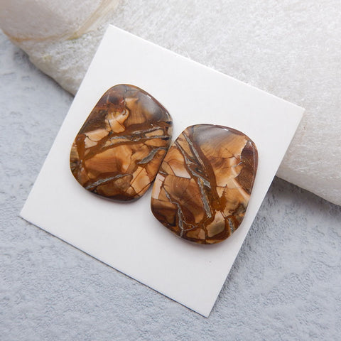 Natural Biggs Jasper Cabochons Paired 20x17x3mm, 4.3g