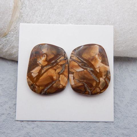 Natural Biggs Jasper Cabochons Paired 20x17x3mm, 4.3g