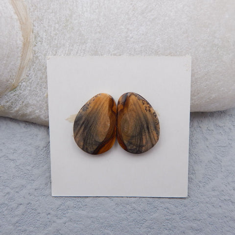 Paire de cabochons Us Biggs Jasper Gemstone, 12x12x3mm, 2.5g