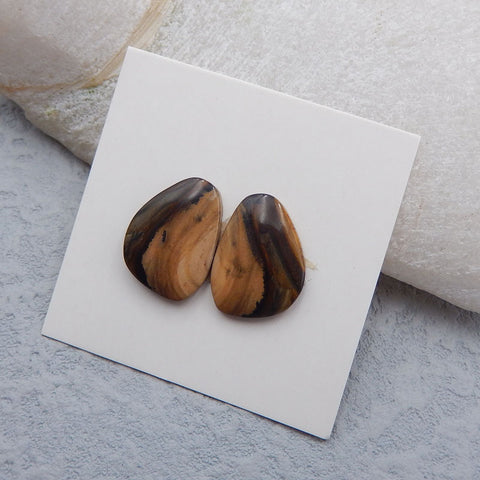 Paire de cabochons Us Biggs Jasper, 16x11x3mm, 2.1g