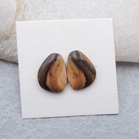 Natural Biggs Jasper Cabochons Paired 16x11x3mm, 2.1g