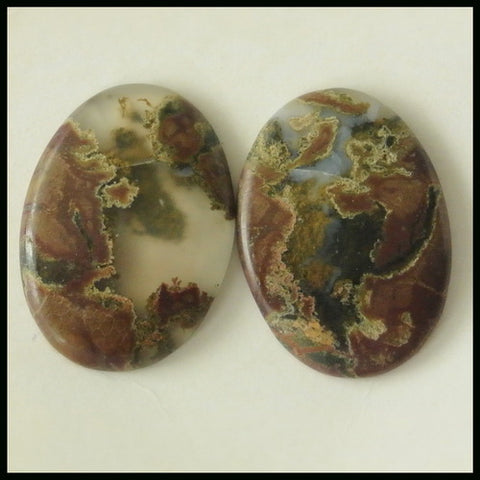 Gift From Natural Mushroom Jasper Cabochon Pair 24x17x3mm ,4.2g - MyGemGarden