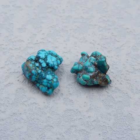 2 PCS 天然石块绿松石凸圆形，16X15X7mm，3.7g