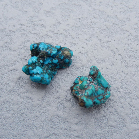 2 PCS 天然石块绿松石凸圆形，16X15X7mm，3.7g