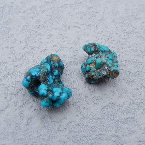 2 PCS 天然石块绿松石凸圆形，16X15X7mm，3.7g