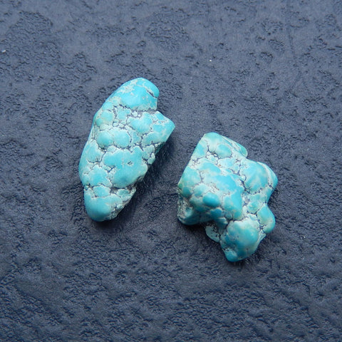 2 PCS 天然石块绿松石凸圆形，16X16X4mm，5.7g