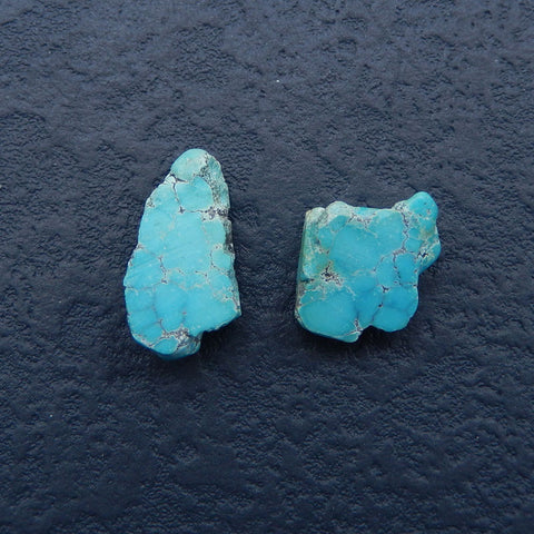 2 PCS 天然石块绿松石凸圆形，16X16X4mm，5.7g