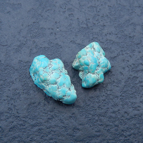 2 PCS 天然石块绿松石凸圆形，16X16X4mm，5.7g