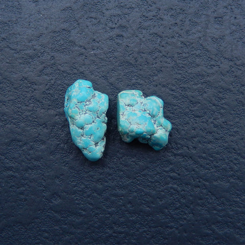 2 PCS 天然石块绿松石凸圆形，16X16X4mm，5.7g