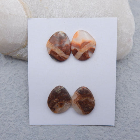 2 Pairs Natural Mushroom Jasper Cabochons 18x15x4mm, 6.4g