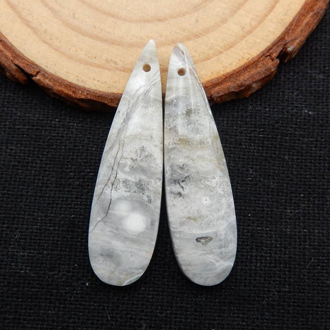 Ocean Jasper Teardrop Earrings Stone Pair, stone for earrings making, 38x10x4mm, 5.2g